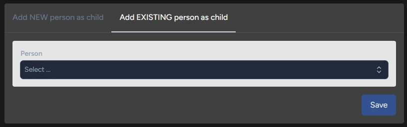 Add existing person as child